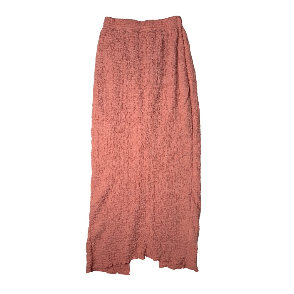 O'Neill Sunhz Coral Pink Crinkle Popcorn Maxi Skirt Side Slit XS